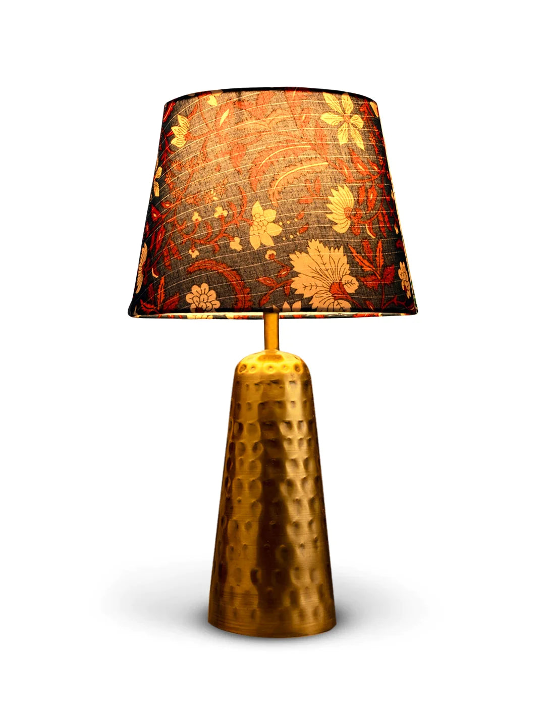 Golden Hammered V-Shaped Lamp with Taper Muticolor Blue Shade