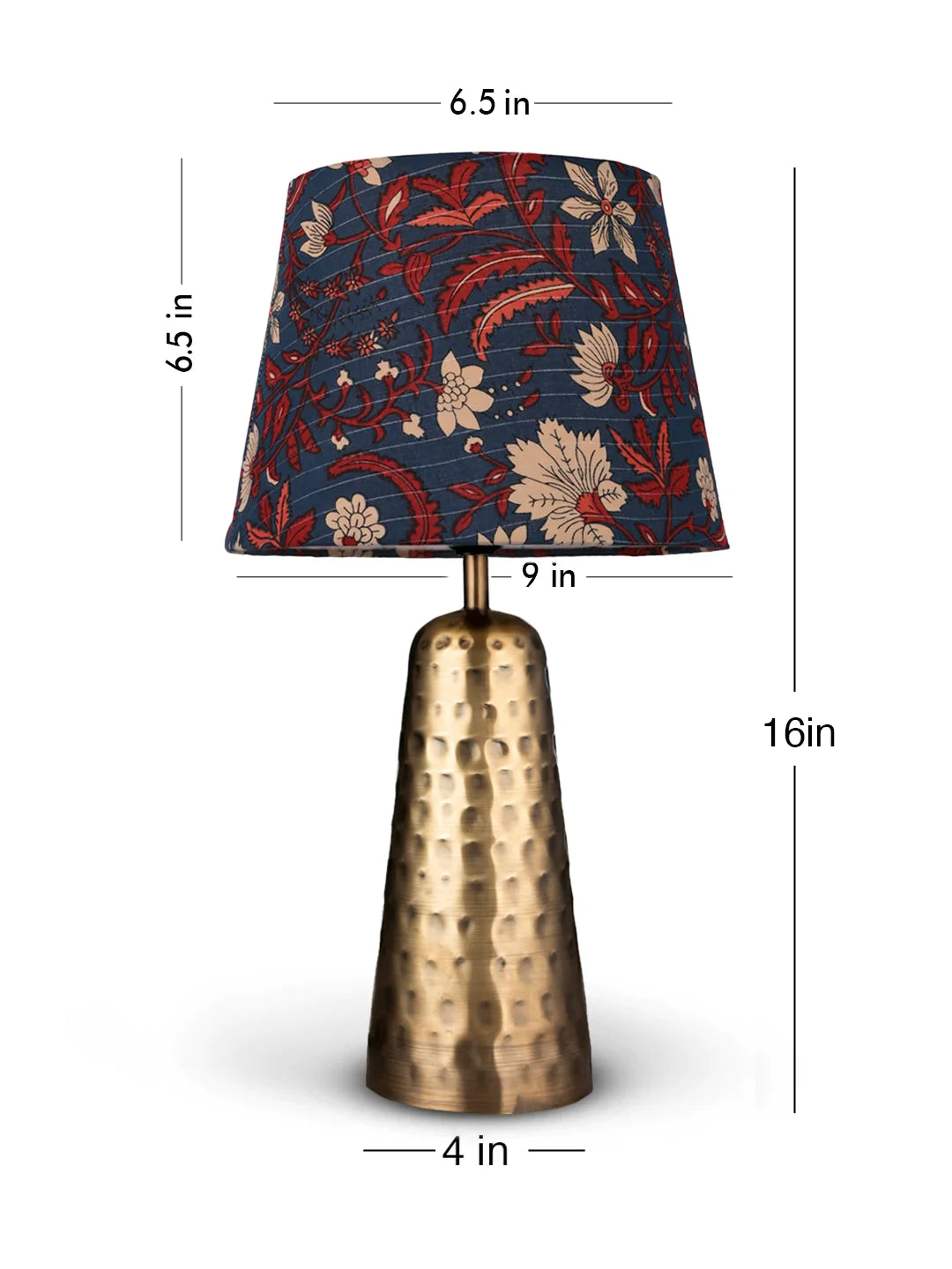 Golden Hammered V-Shaped Lamp with Taper Muticolor Blue Shade