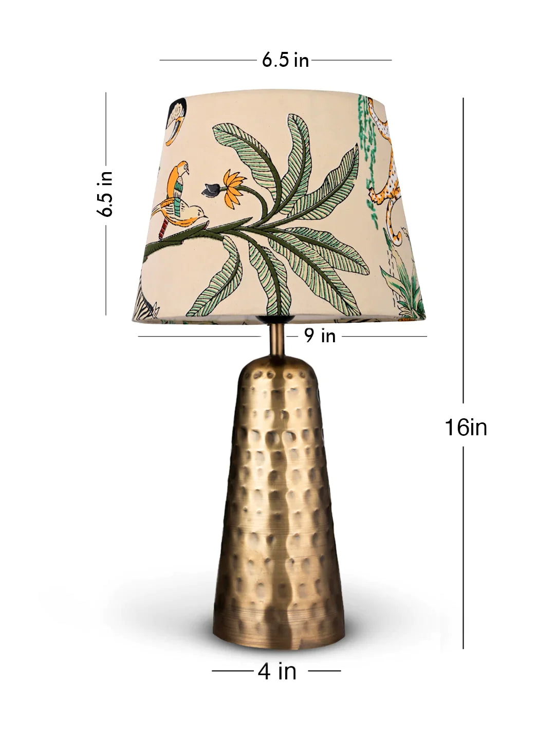 Golden Hammered V-Shaped Lamp with Taper Muticolor Green Shade