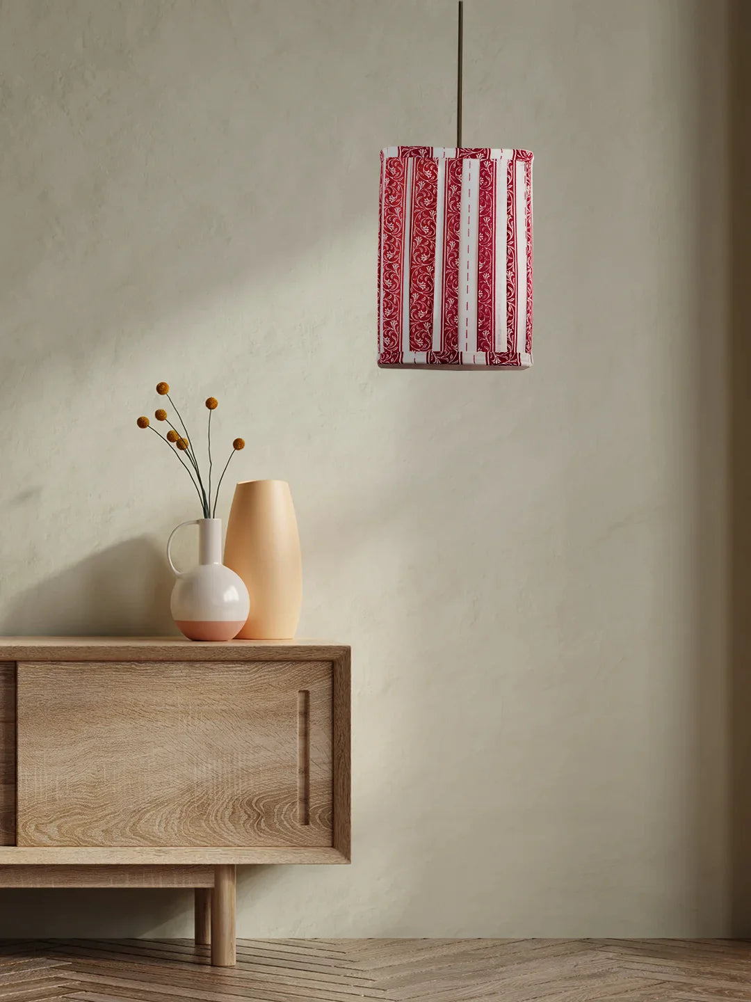 Red Leaf Print Hanging Shade