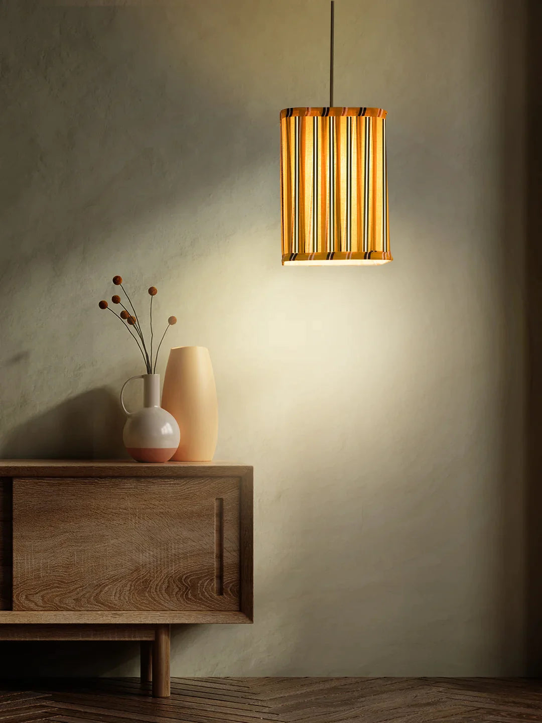 Yellow Stripe Print Hanging Shade