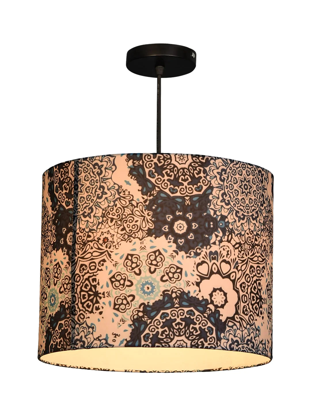 Blue Batik Print Round Hanging Shade