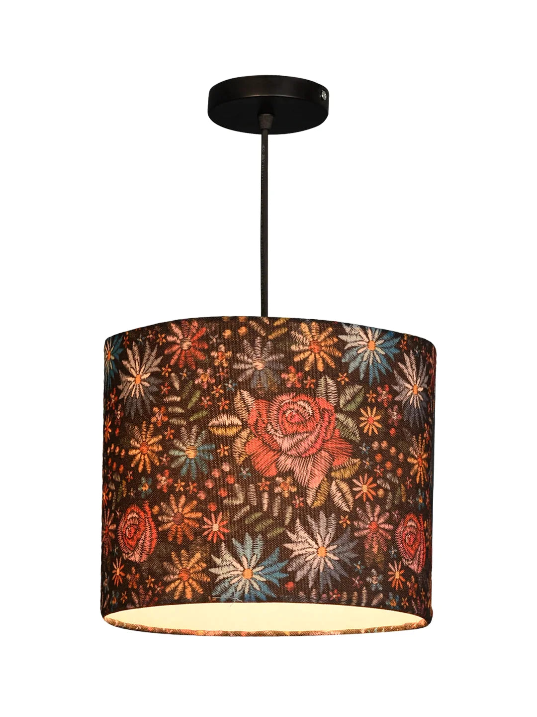 Black Floral Stitch Hanging Shade
