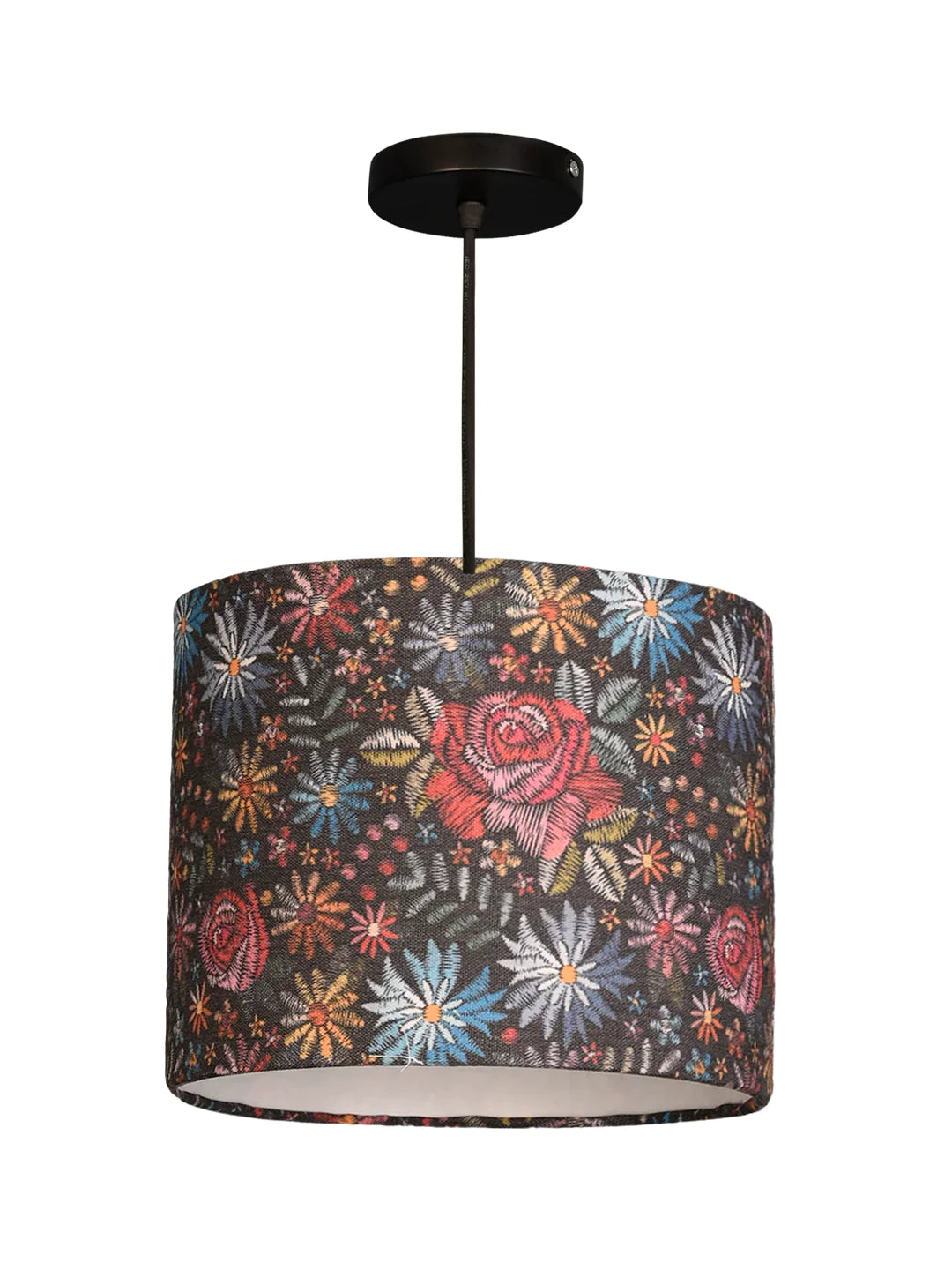 Black Floral Stitch Hanging Shade