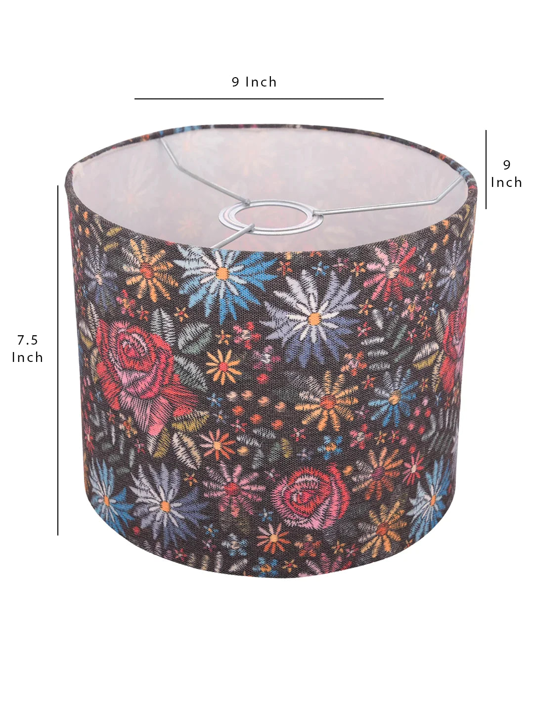 Black Floral Stitch Hanging Shade