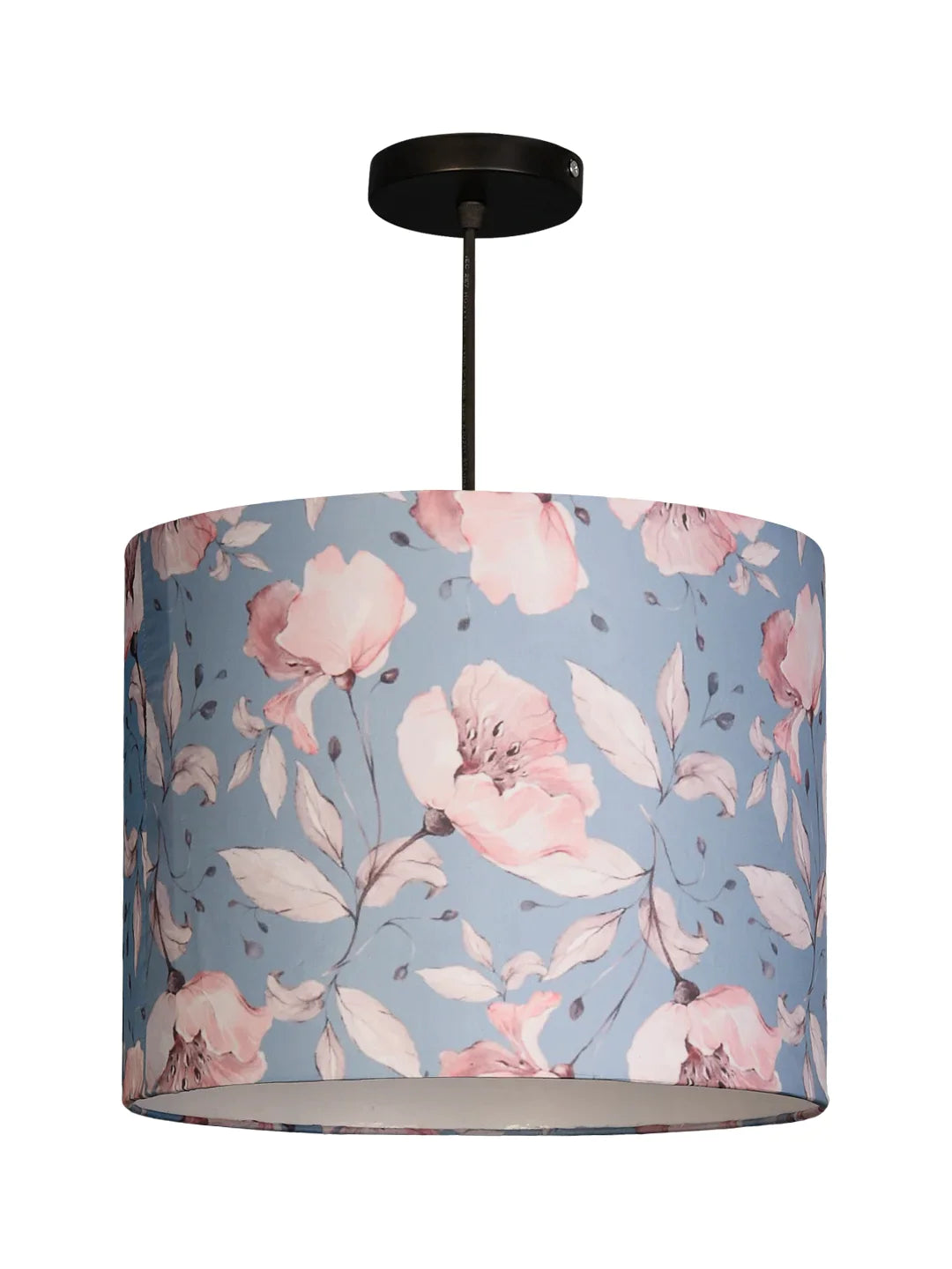 Turquoise Floral Round Hanging Shade