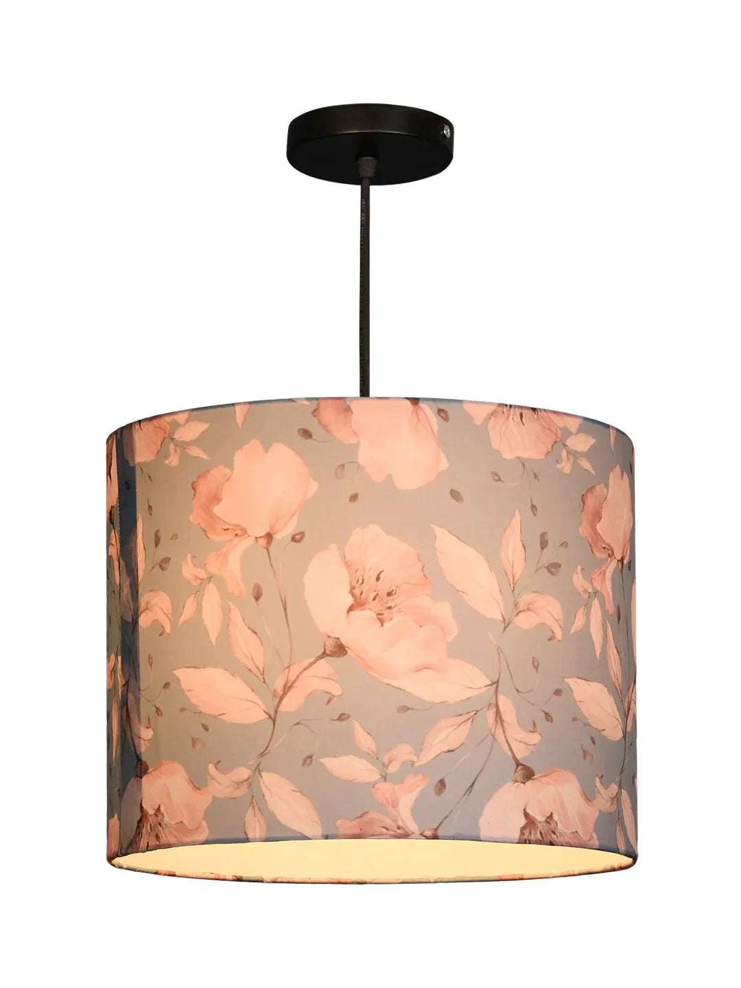 Turquoise Floral Round Hanging Shade