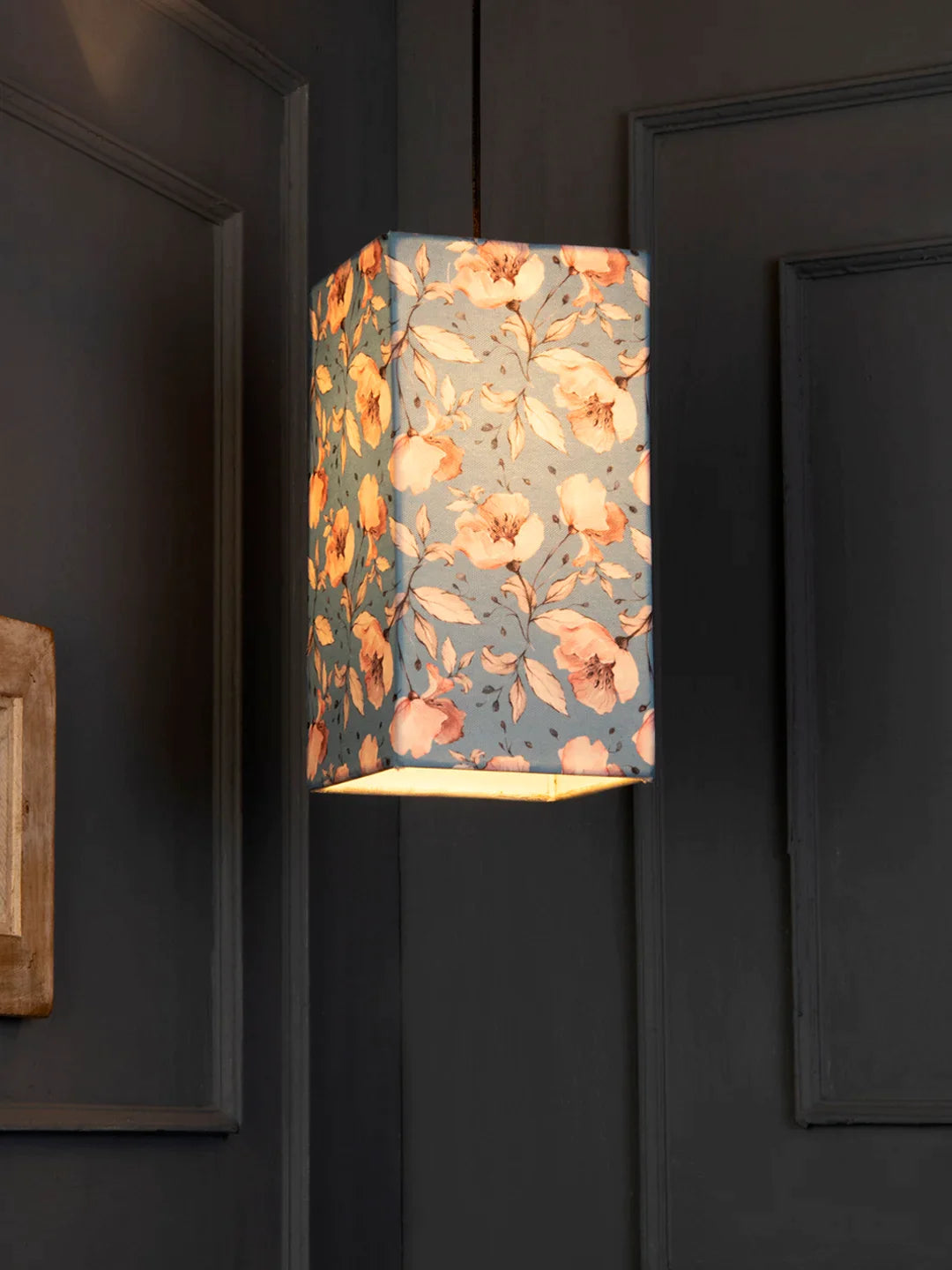Turquoise Floral Hanging Shade