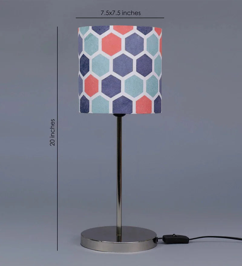 Metal Chrome Finish Lamp with Multicolor Hexa Lamp Shade