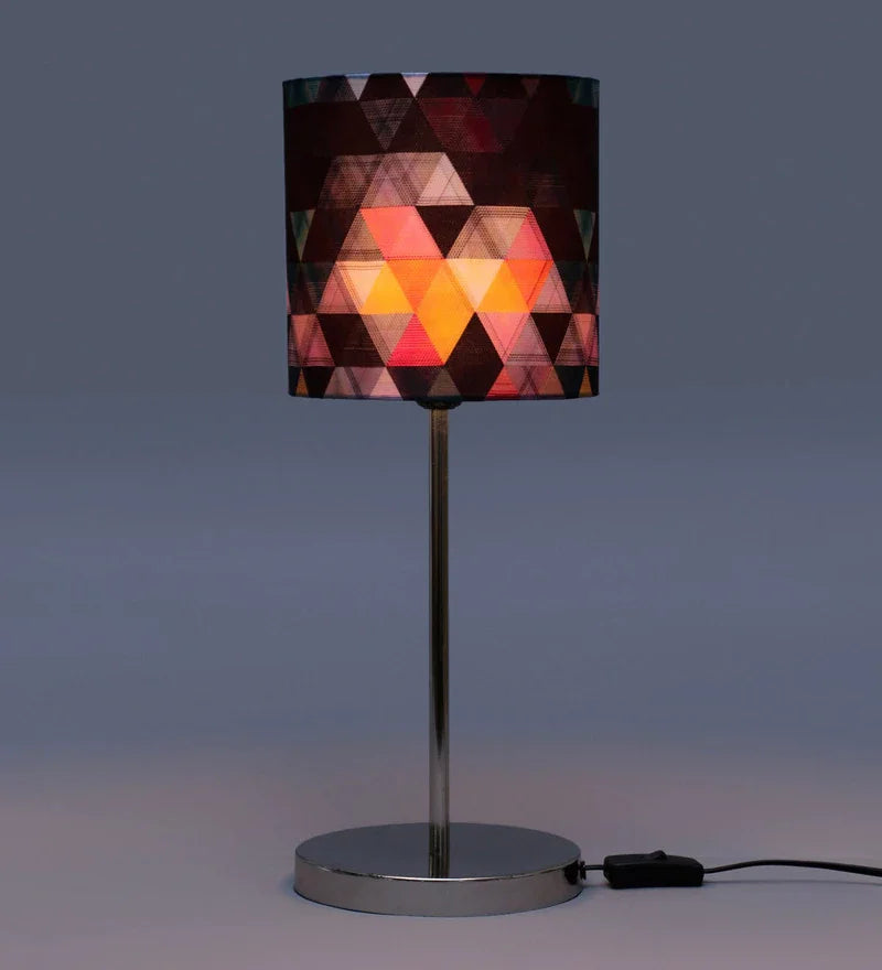 Metal Chrome Finish Lamp with Multicolor Hocus Pocus Lamp Shade