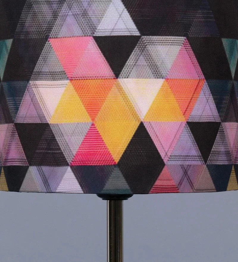 Metal Chrome Finish Lamp with Multicolor Hocus Pocus Lamp Shade