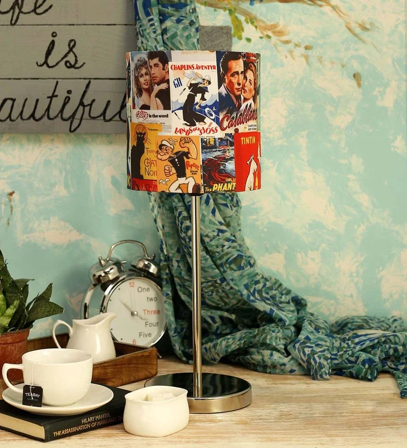 Metal Chrome Finish Lamp with Classic Hollywood Lamp Shade