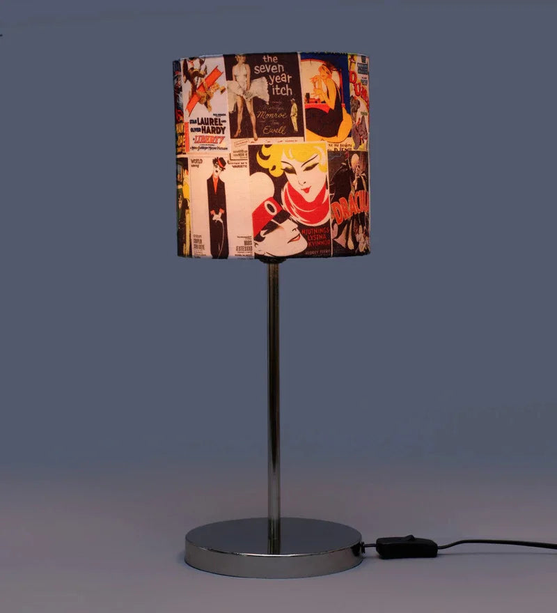 Metal Chrome Finish Lamp with Classic Hollywood Lamp Shade