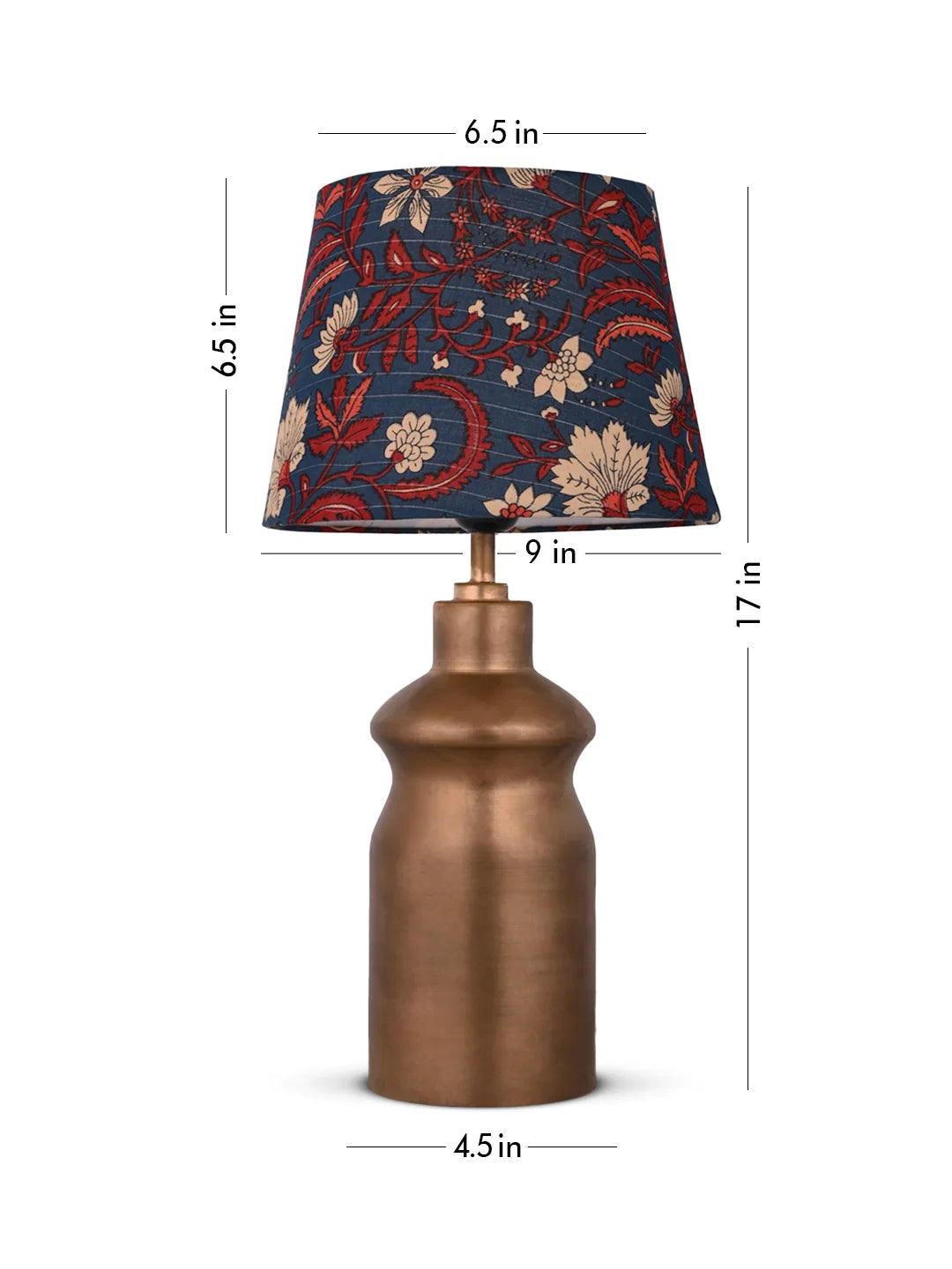 Golden Metal Urn Shaped Lamp with Taper Multicolor Blue Shade