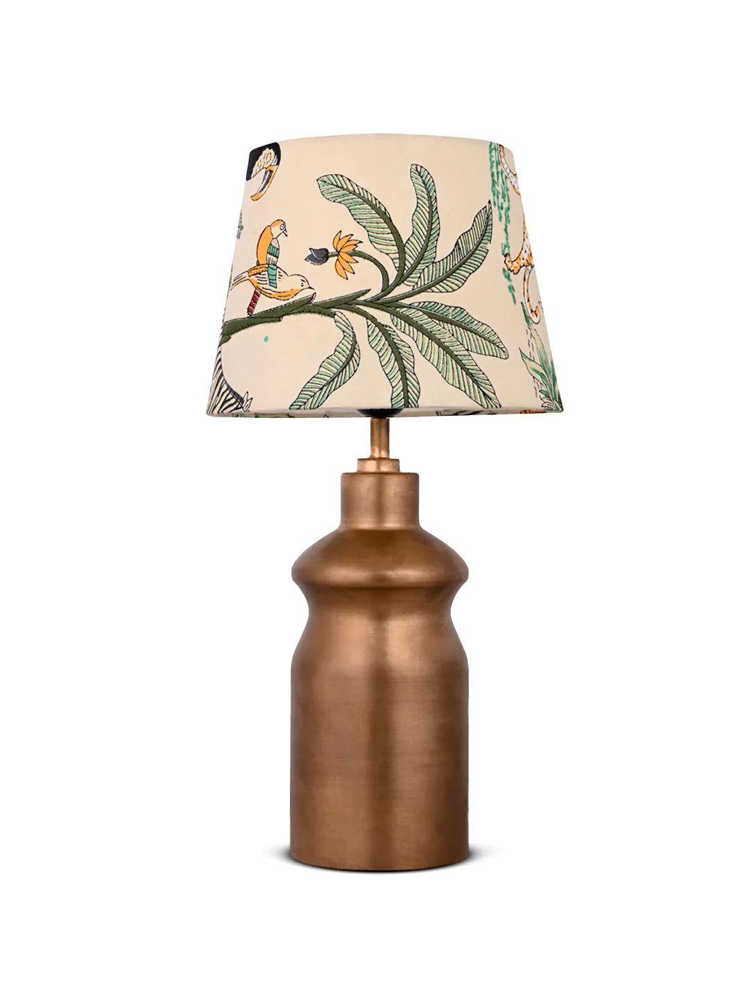 Golden Metal Urn Shaped Lamp with Taper Multicolor Green Shade