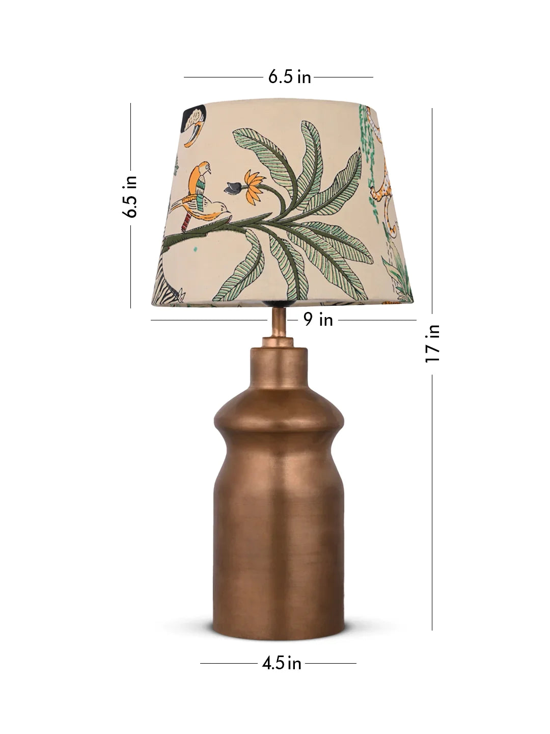 Golden Metal Urn Shaped Lamp with Taper Multicolor Green Shade