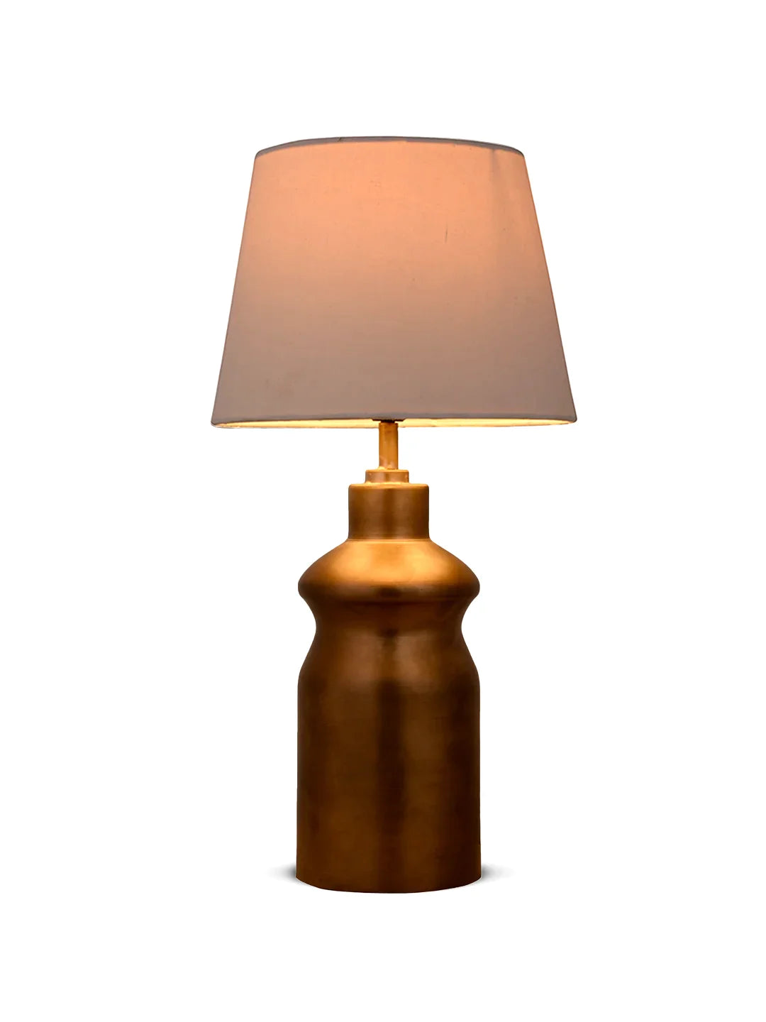 Golden Metal Urn Shaped Lamp with Taper Solid White Shade