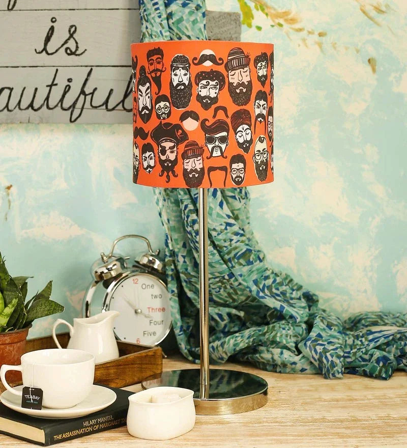 Metal Chrome Finish Lamp with Multicolo Moochh Lamp Shade