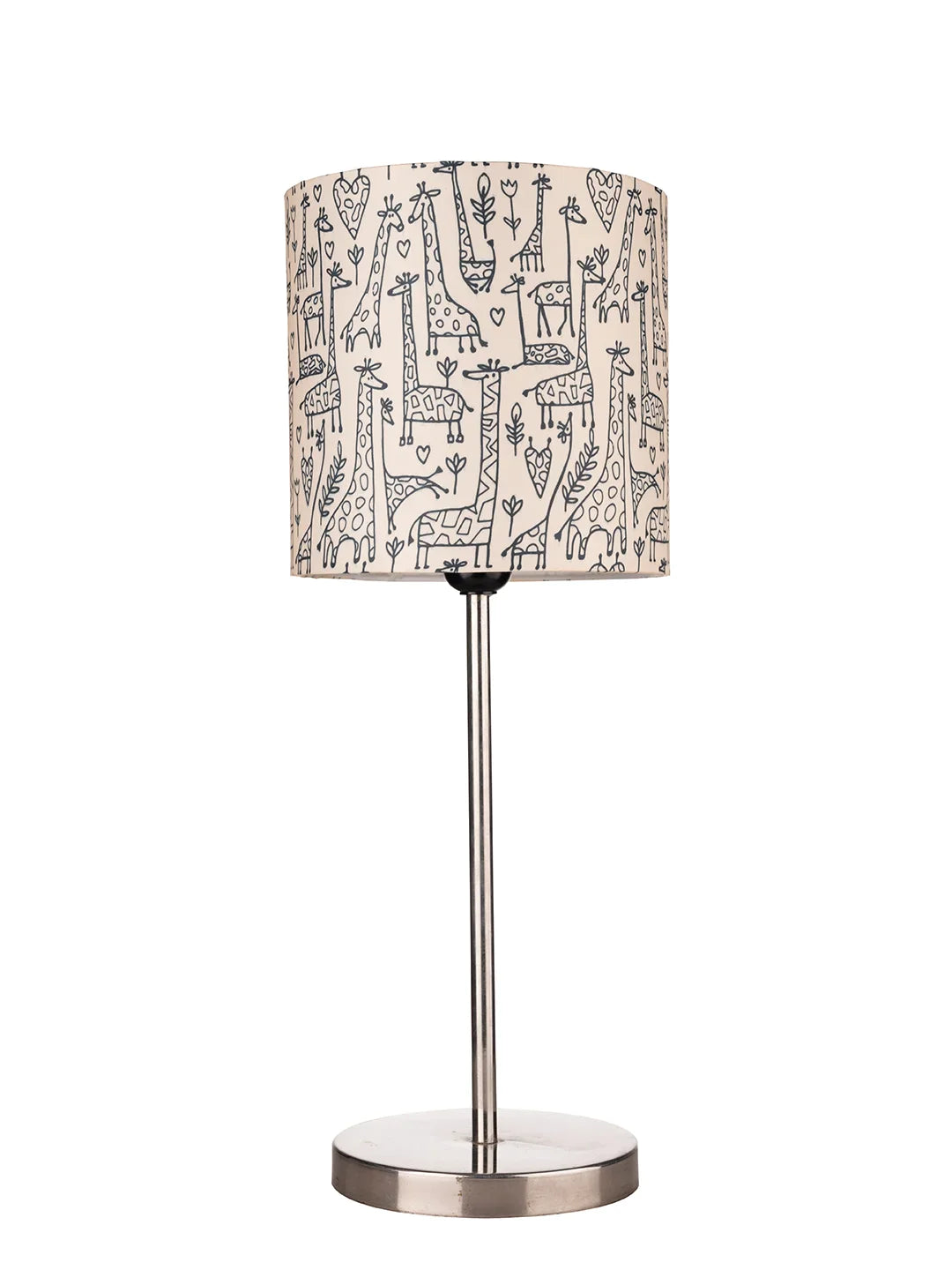 Metal Chrome Finish Lamp with Multicolor Animal Print Shade