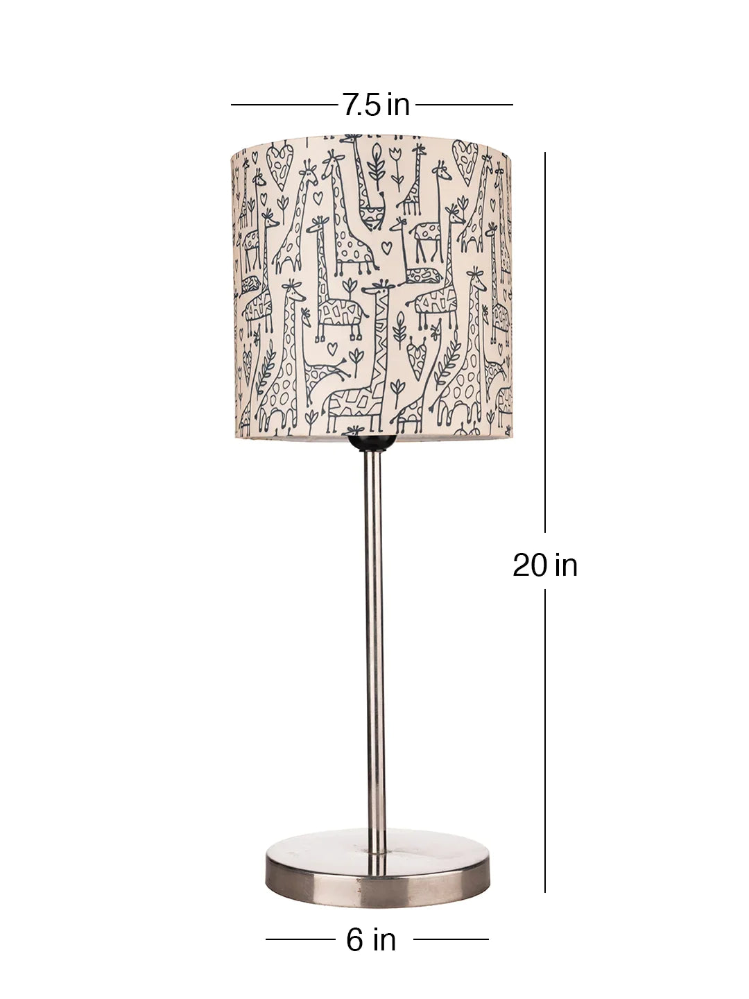 Metal Chrome Finish Lamp with Multicolor Animal Print Shade