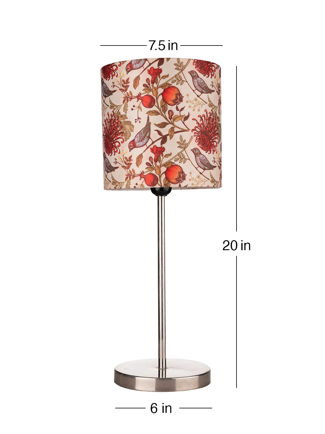 Metal Chrome Finish Lamp with Multicolor Birdy Shade