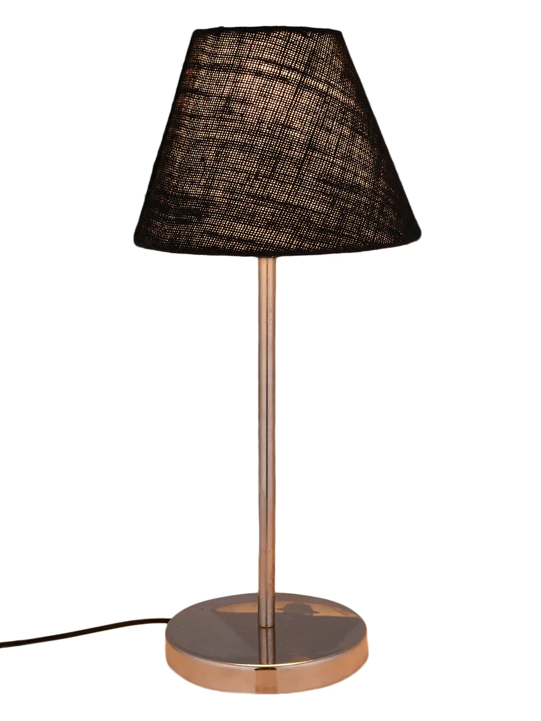 Metal Table Lamp with Black Jute Shade