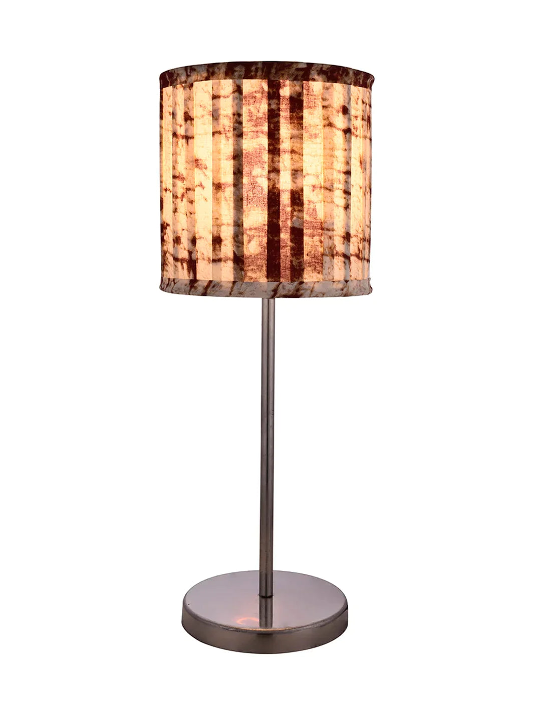 Metal Chrome Finish Lamp with Pleeted Multicolor Maroon Shade