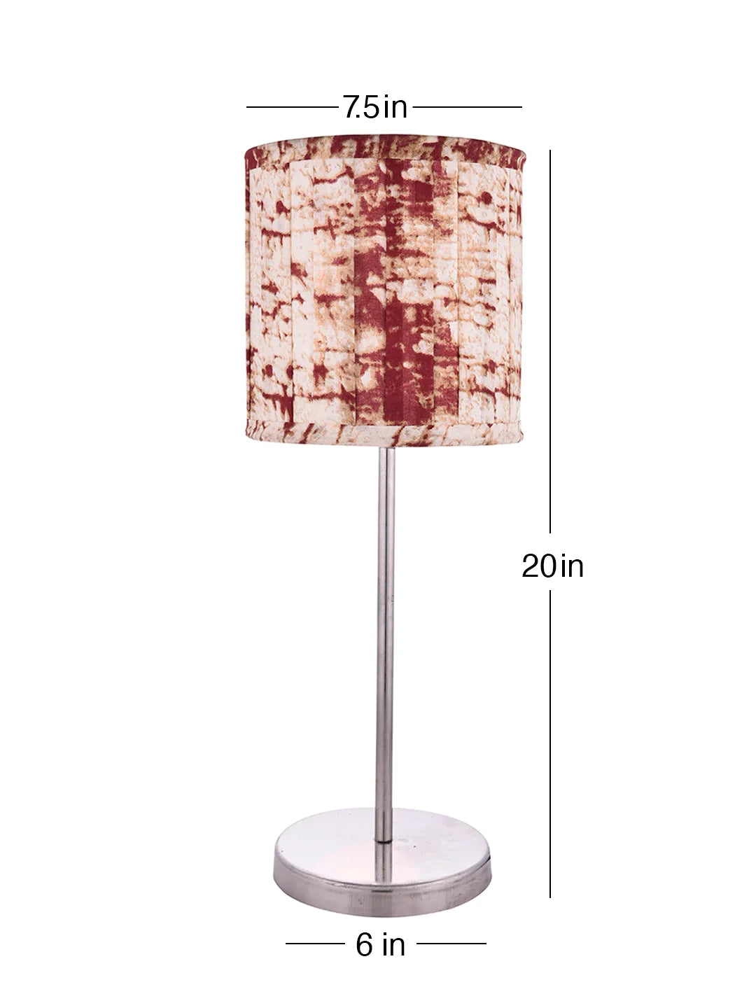 Metal Chrome Finish Lamp with Pleeted Multicolor Maroon Shade
