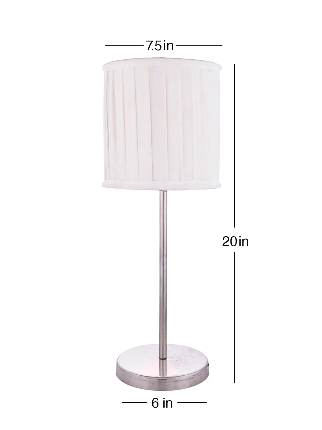 Metal Chrome Finish Lamp with Pleeted Cotton White Shade