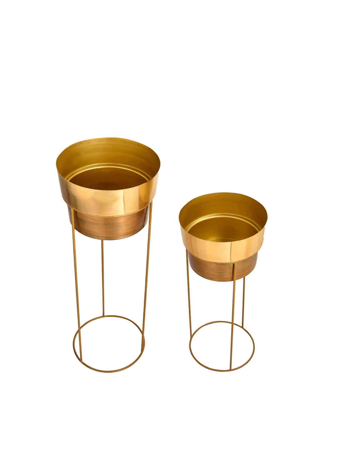 Set of Two Golden Planters