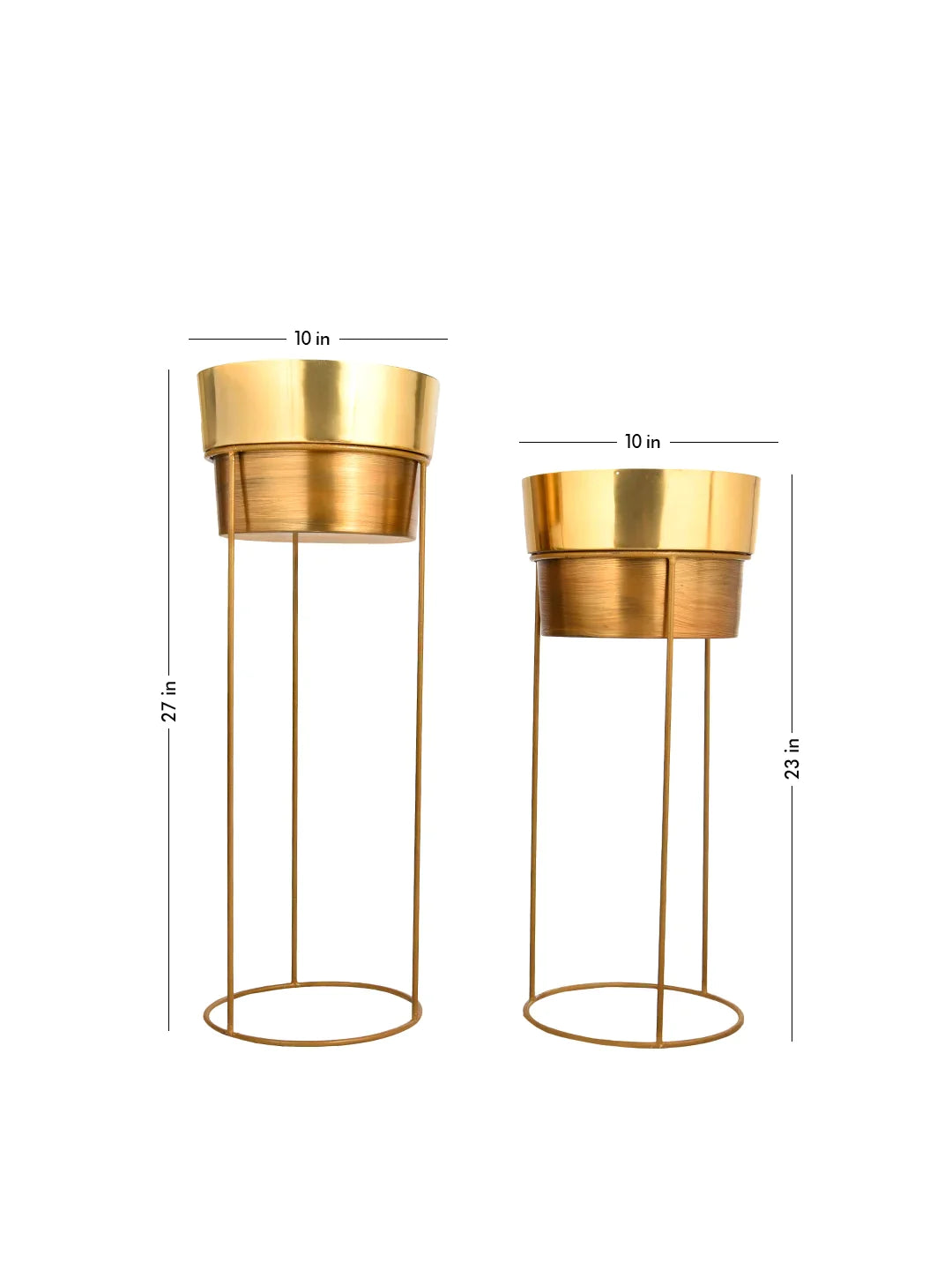 Set of Two Golden Planters