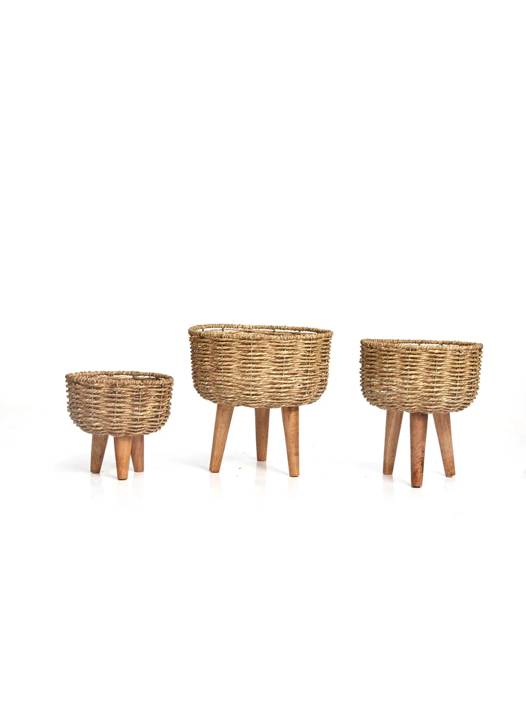 Set of Three Jute Basket Planters