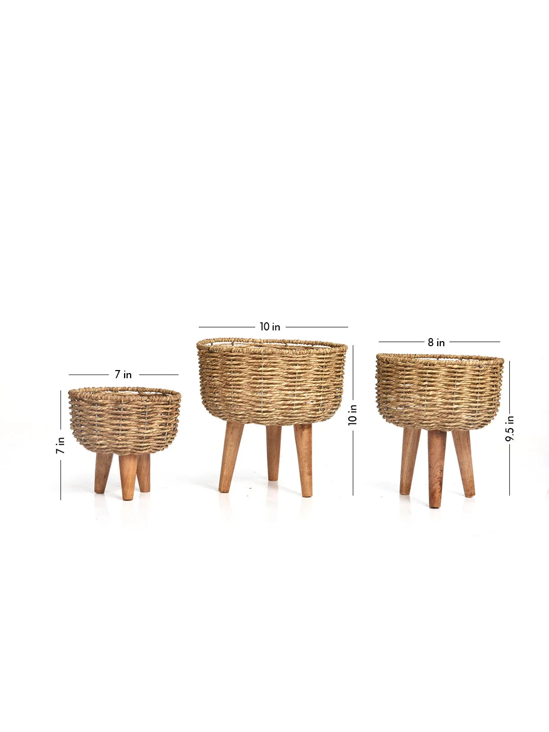 Set of Three Jute Basket Planters