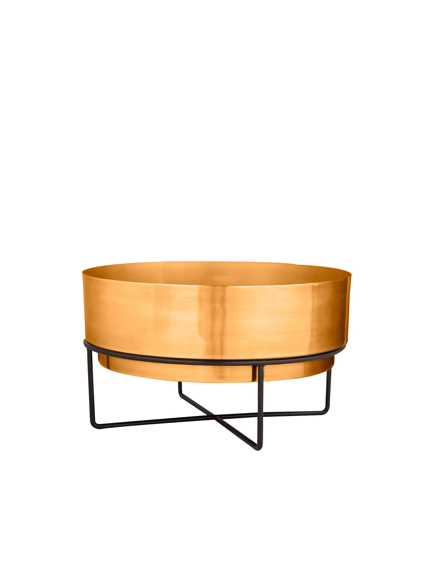 Copper Planter Pot with Black Metal Stand