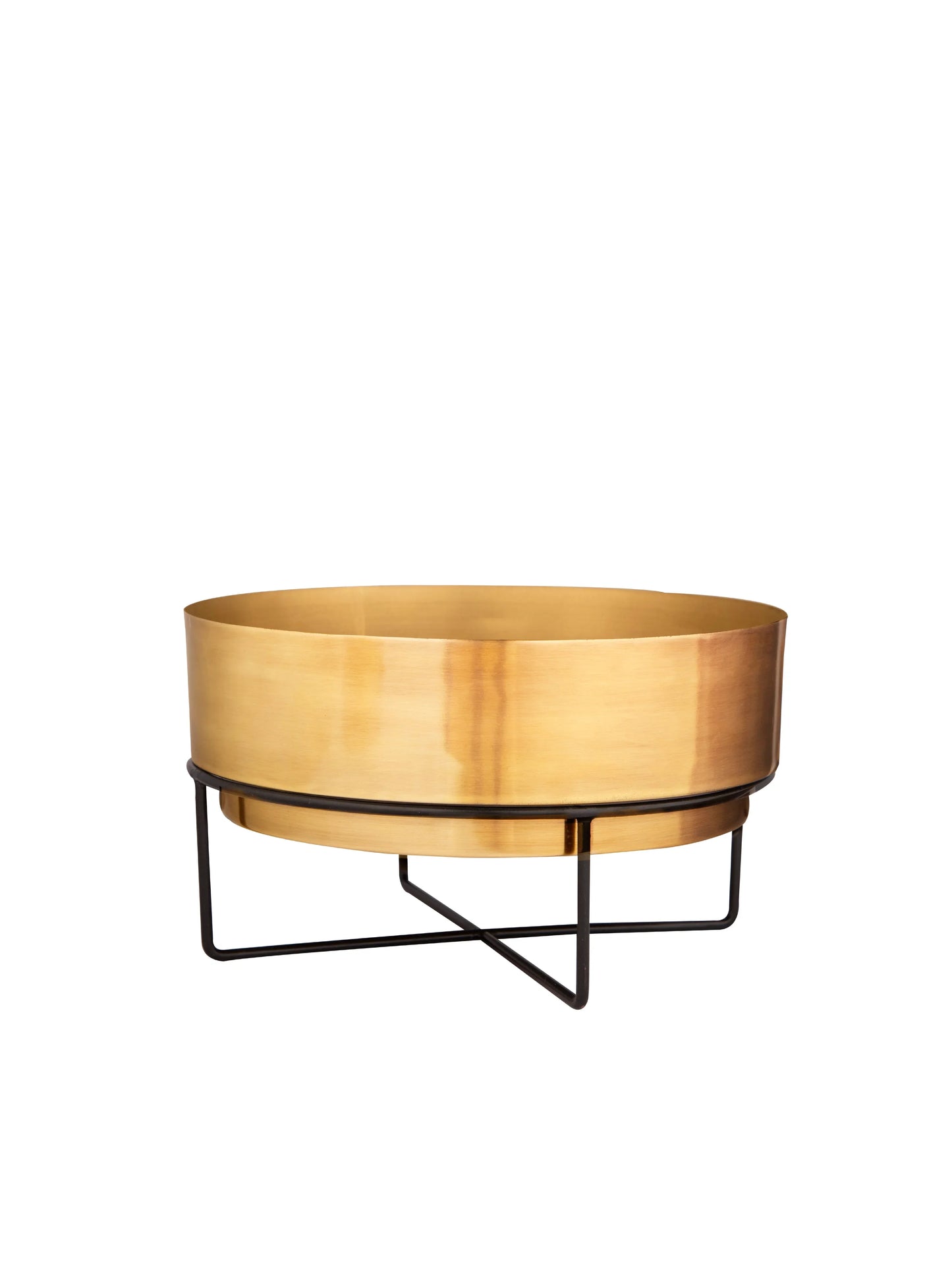 Golden Planter Pot with Black Metal Stand
