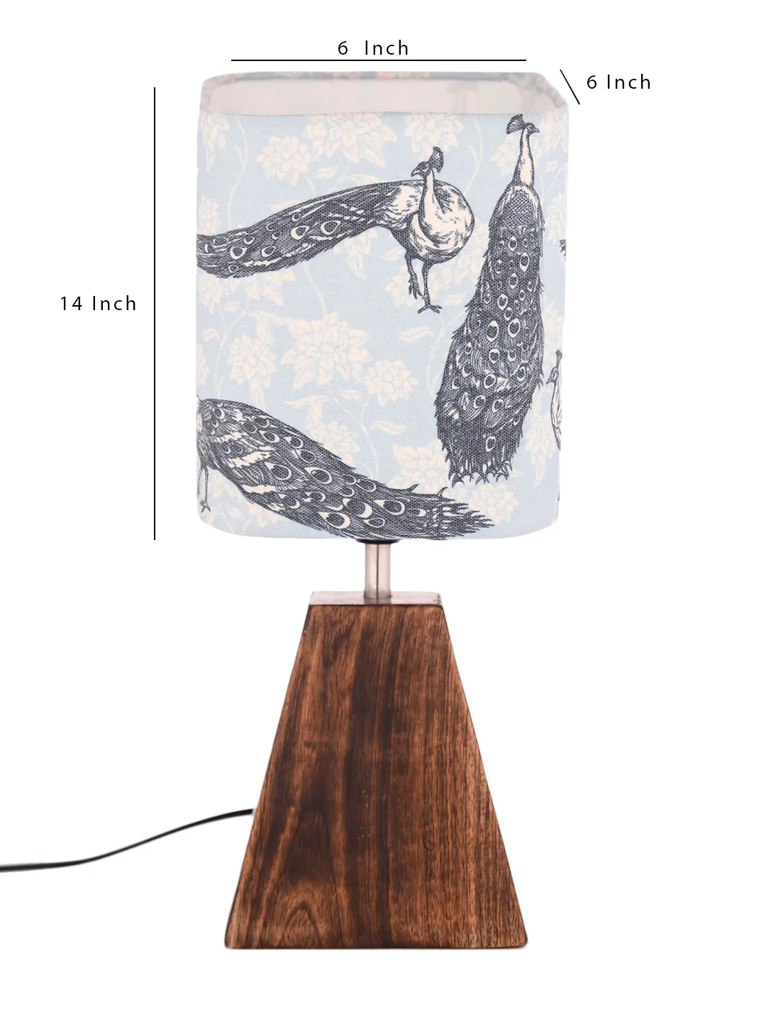 Wooden Pyramid Lamp with Wandering Peacock Lamp Shade