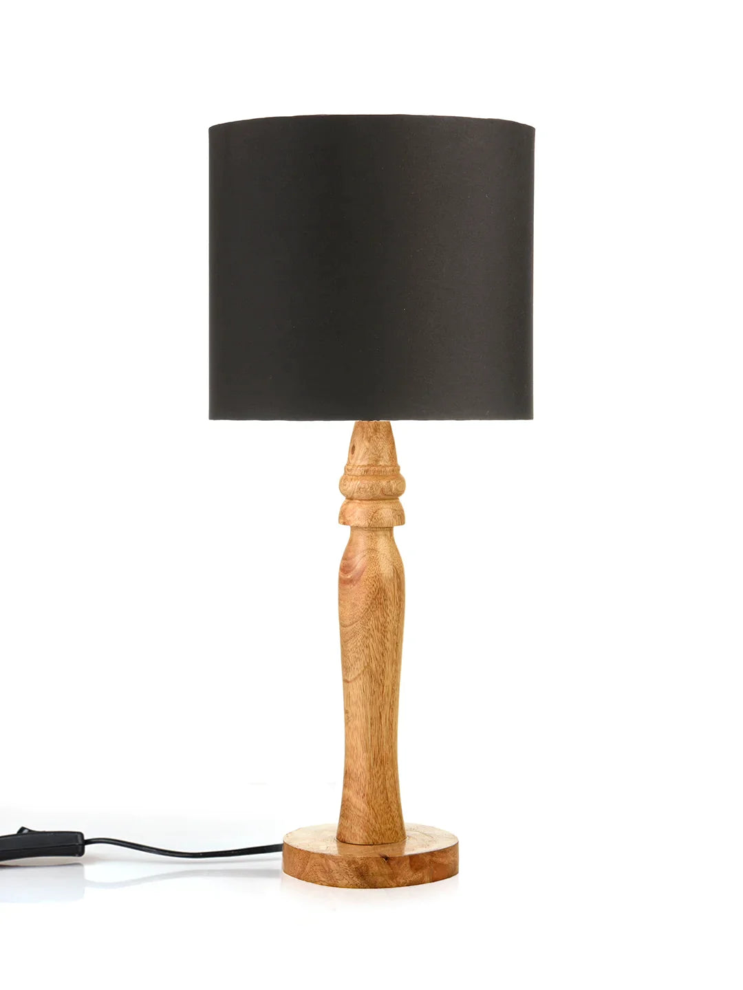 Green girgit Round Brown Lamp with Black Cotton Shade