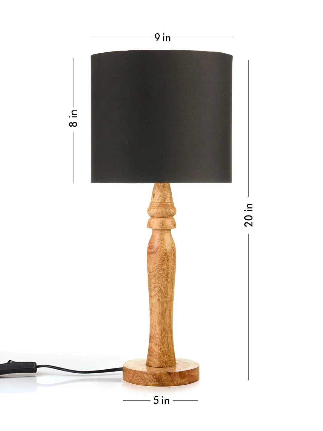 Green girgit Round Brown Lamp with Black Cotton Shade