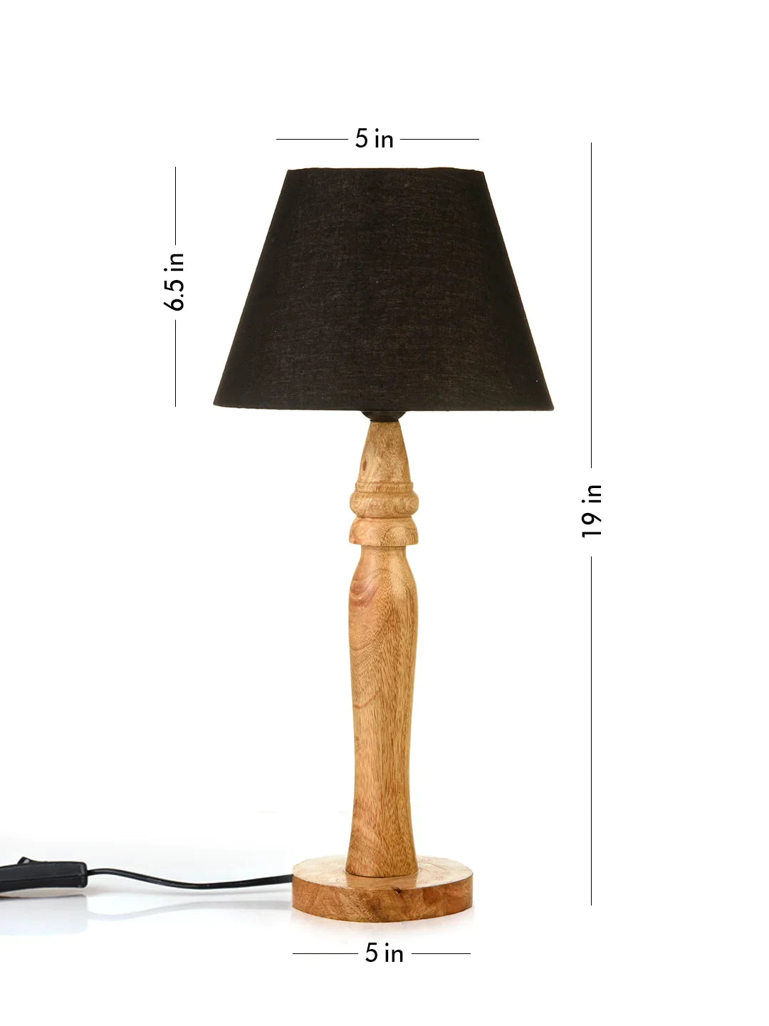 Green girgit Round Brown Lamp with Taper Black Cotton Shade