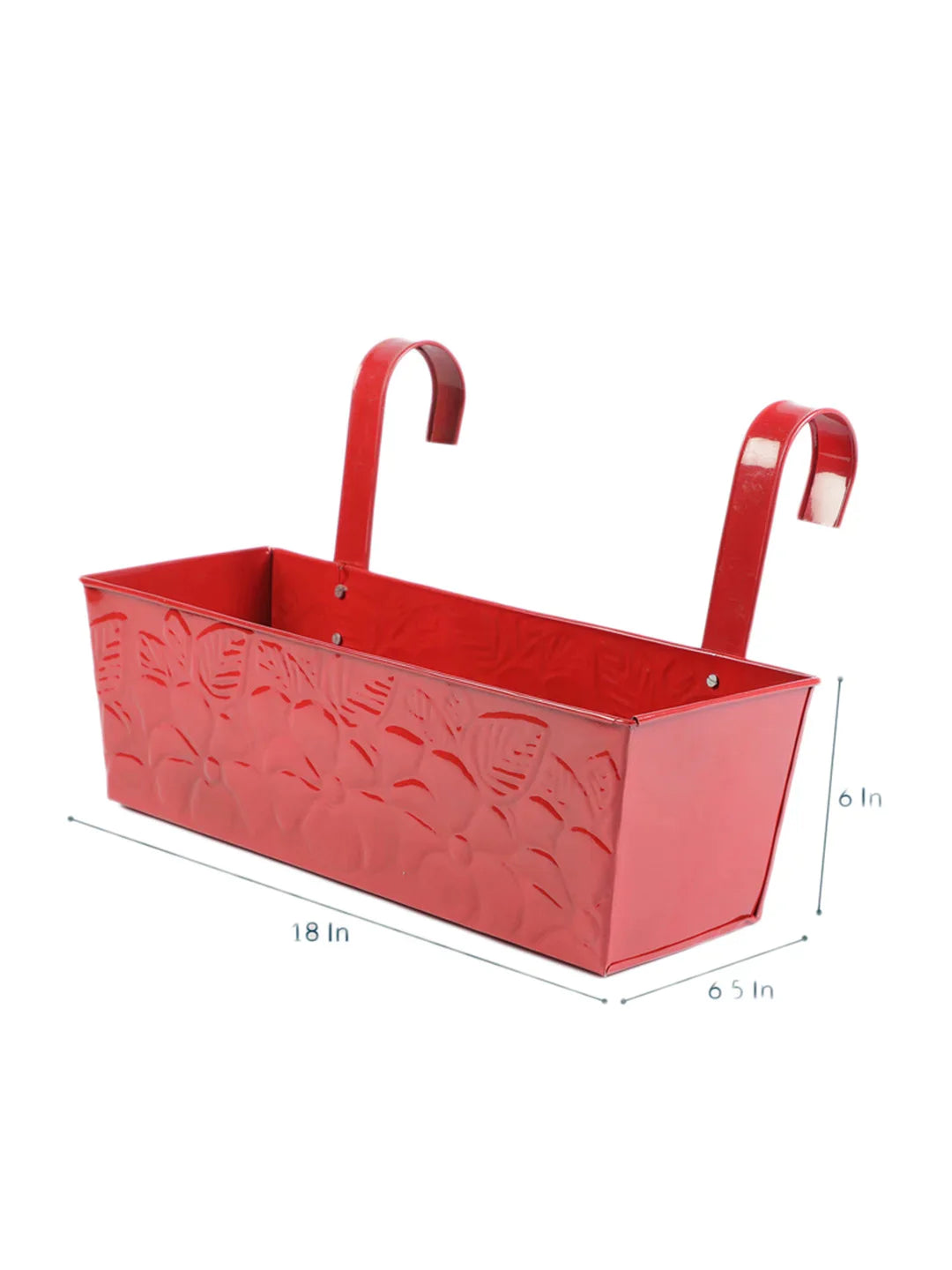 Set of Four 18'' Flower embossed Rectangle Planters