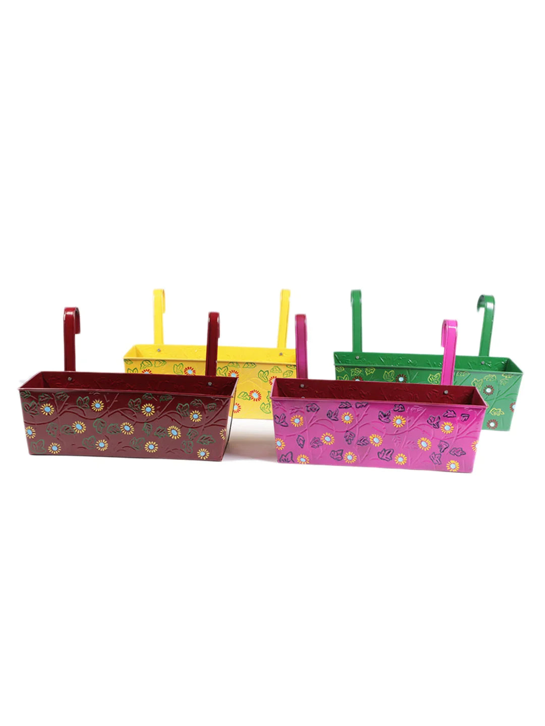 Set of Four 18'' Handpainted Rectangle Planters