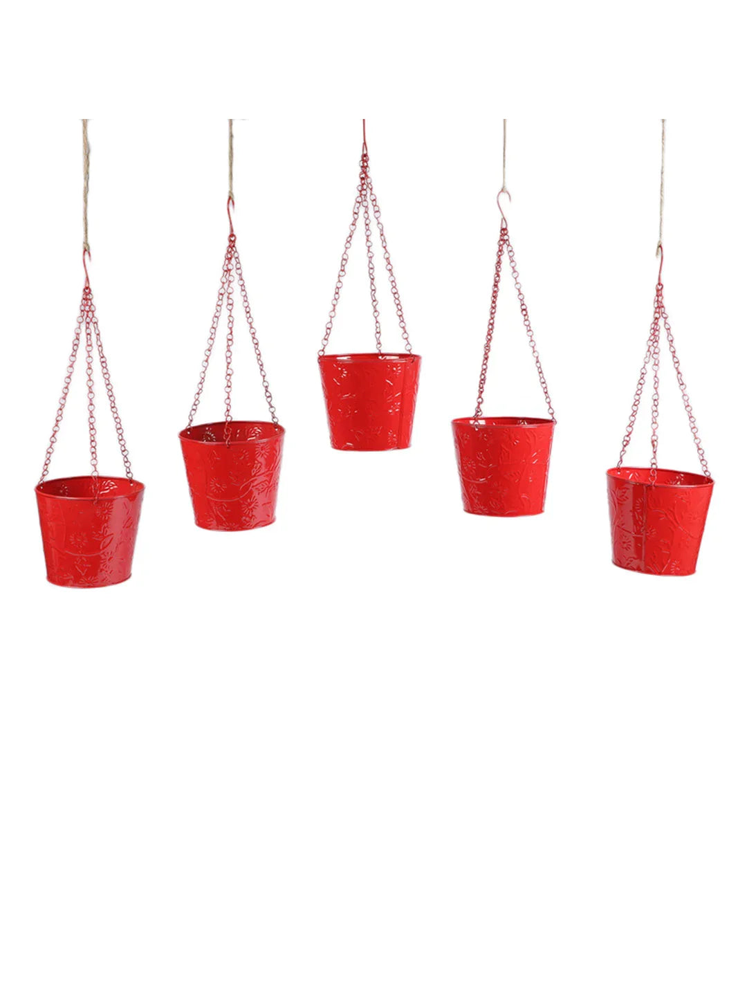 Set of Five Hanging Bucket Red
