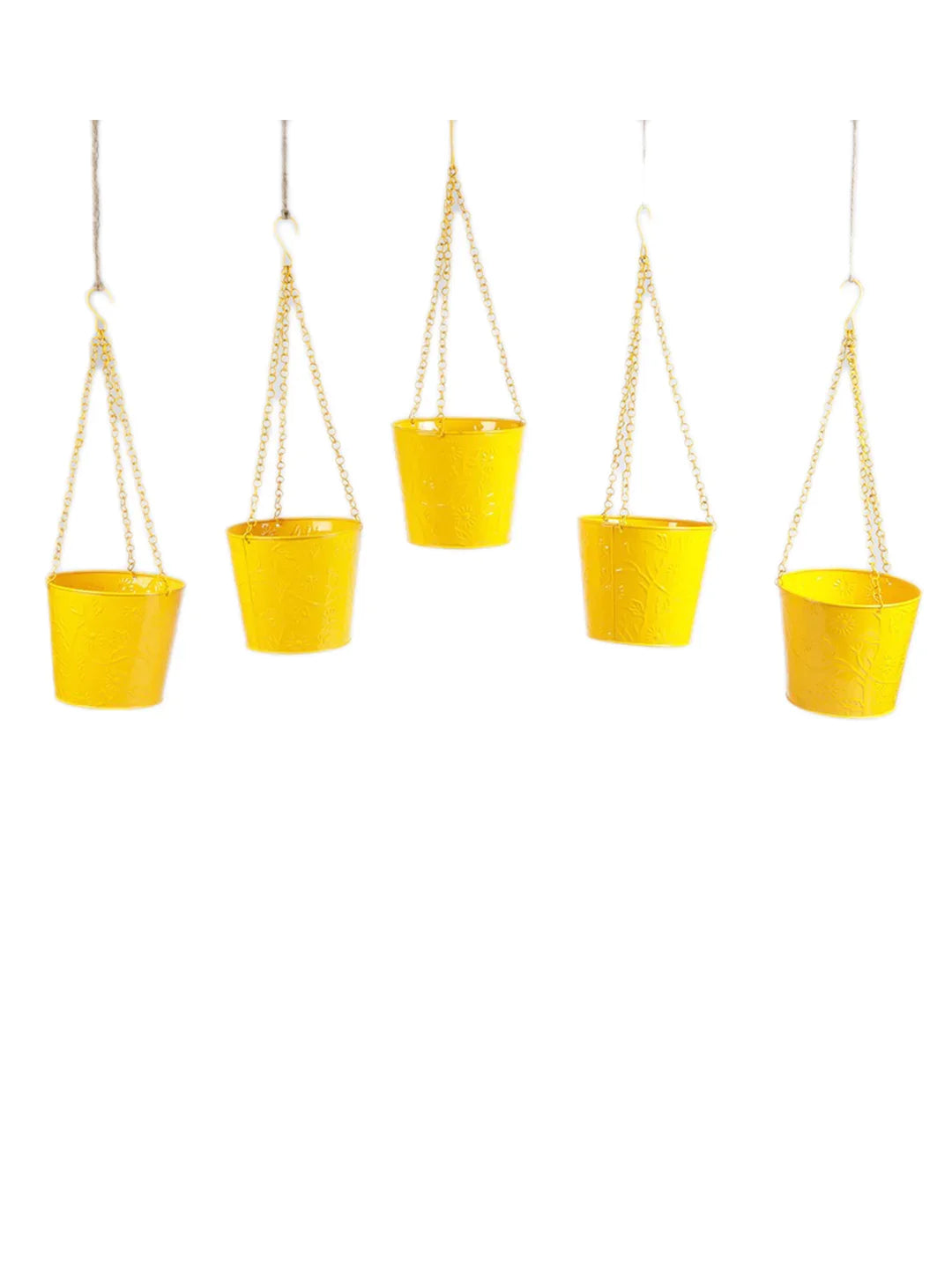 Set of Five Hanging Bucket Yellow