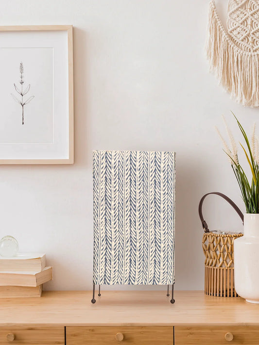 Square Four Leg Blue Dye Print Table Lamp