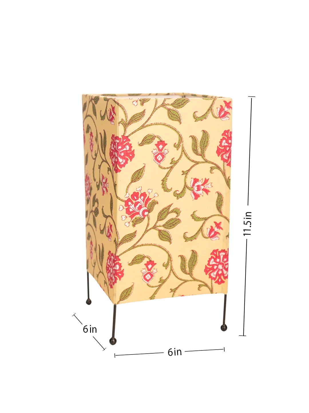 Square Four Leg Yellow Floral Table Lamp