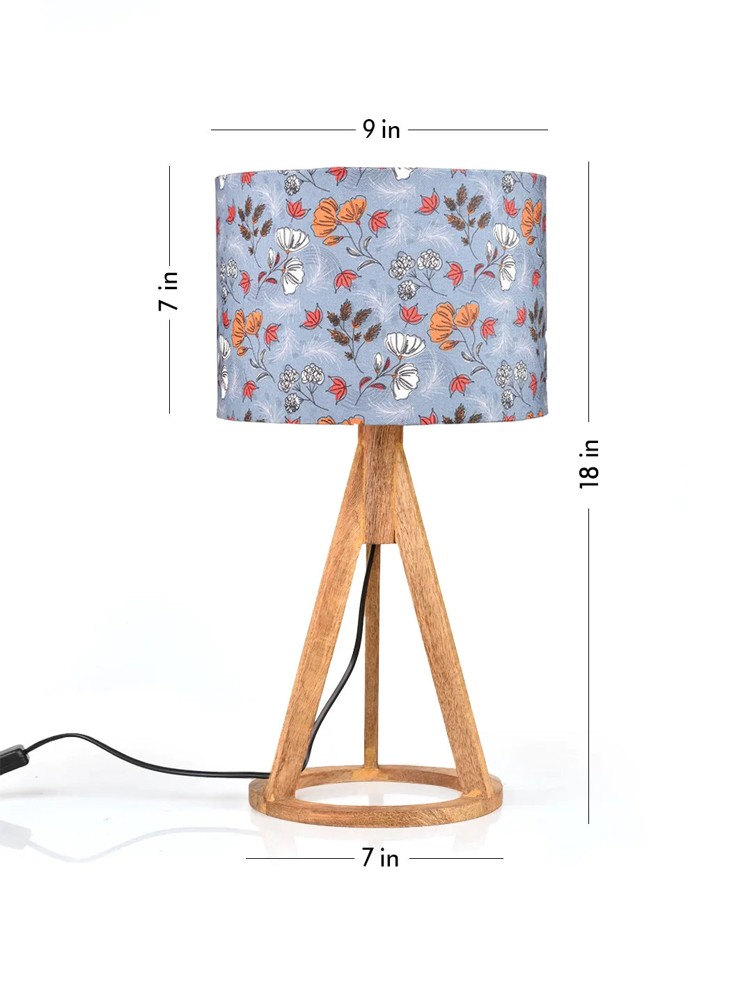 Blue Garden Trio Wooden Lamp