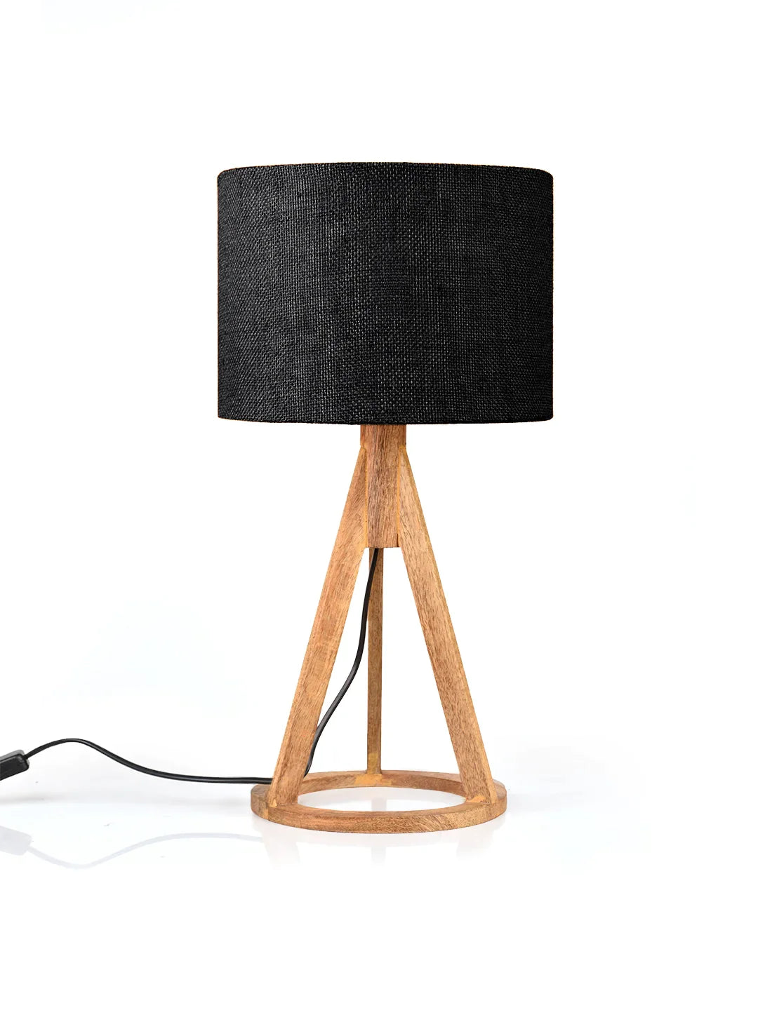 Jute Black Trio Wooden Lamp