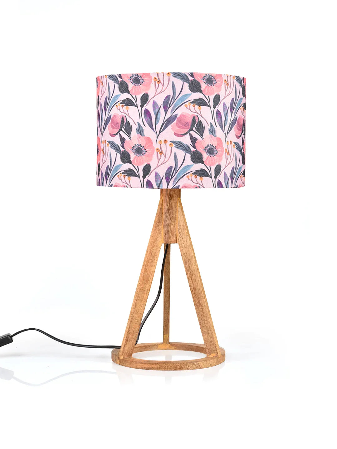 Pink Flower Trio Wooden Lamp