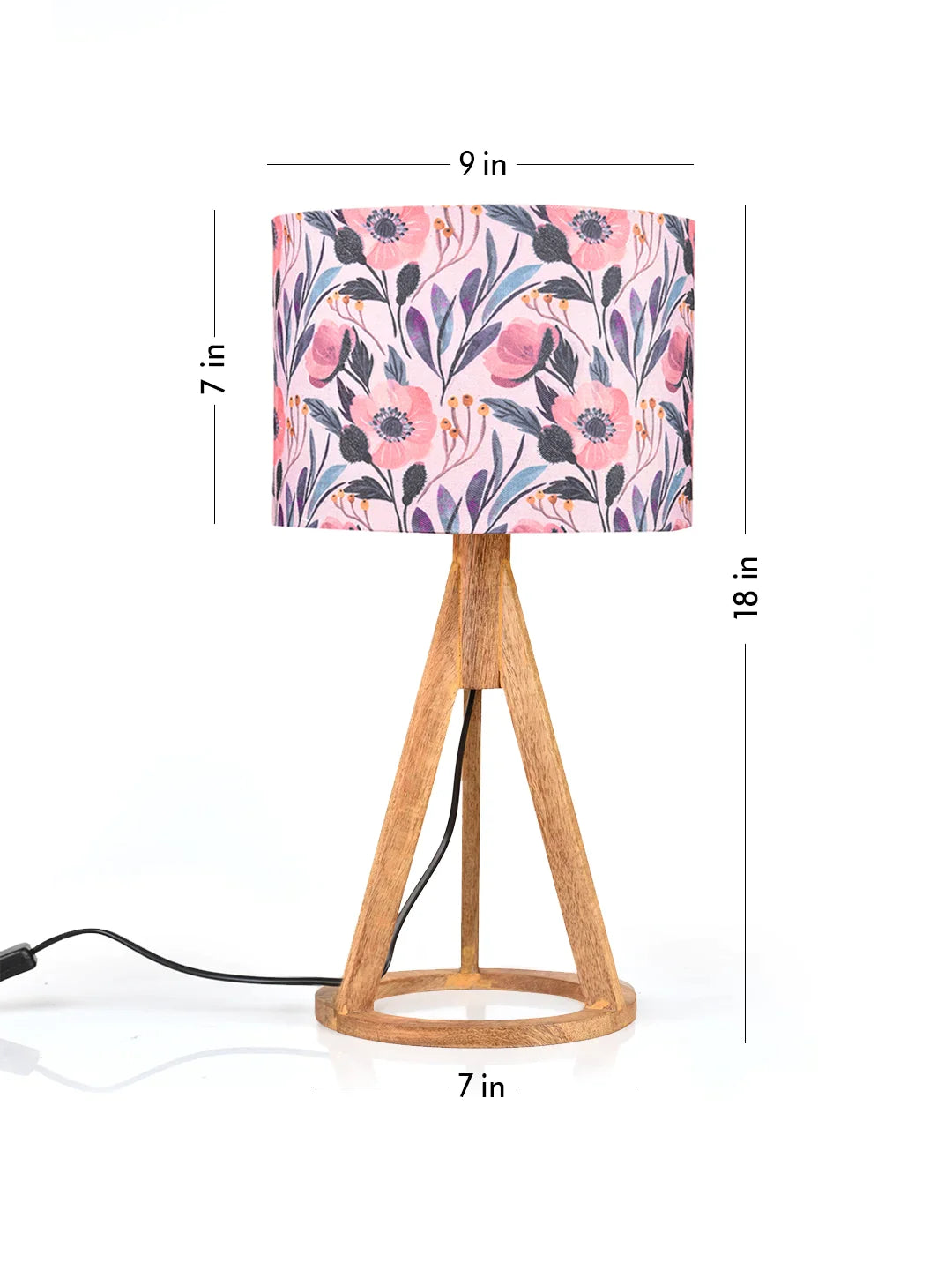 Pink Flower Trio Wooden Lamp