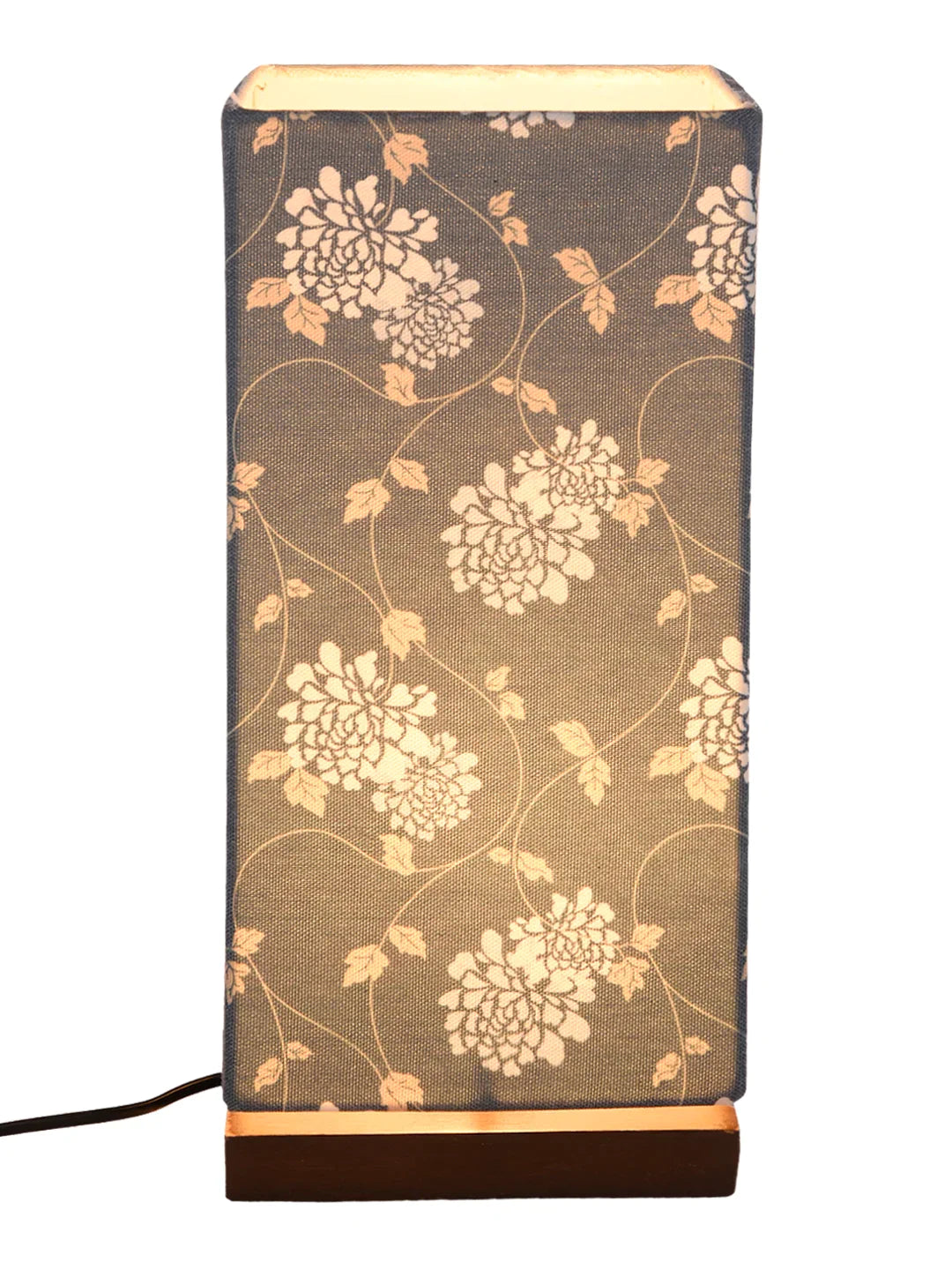 Golden Leaves Lamp with Wooden Base